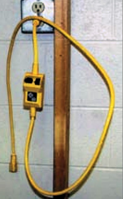 Portable ground fault circuit interrupter GFCI.